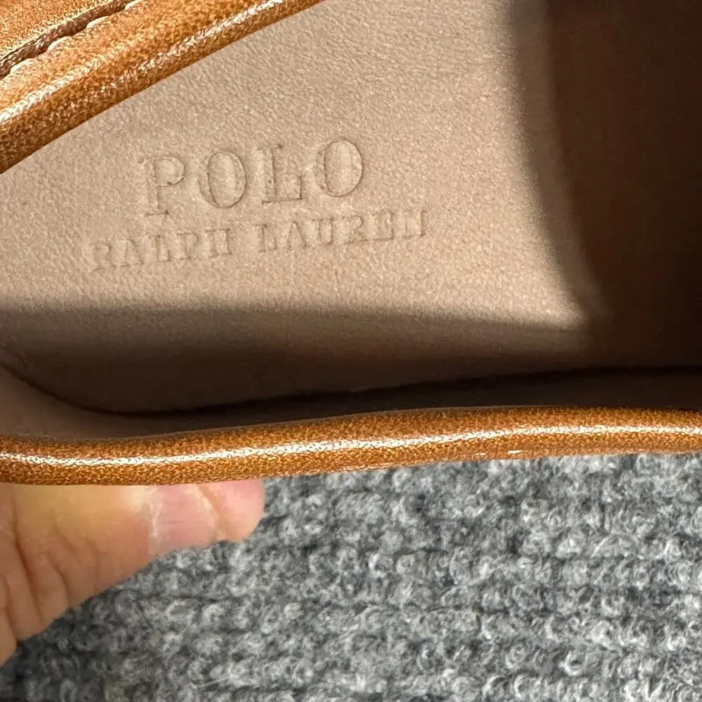 Polo Ralph Lauren Boys Size 8 Leather Penny Loafers Brown Moc Toe Shoes